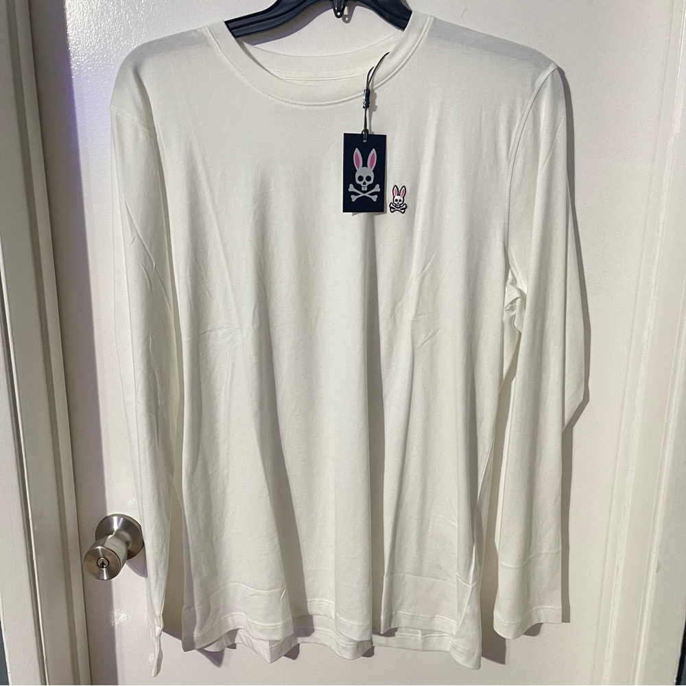 Psycho Bunny Long Sleeve T-Shirt White Pima Cotton Peru Mens Size 6 (large)